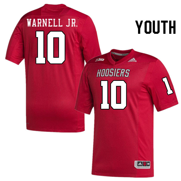 Youth #10 DJ Warnell Jr. Indiana Hoosiers College Football Jerseys Stitched-Crimson